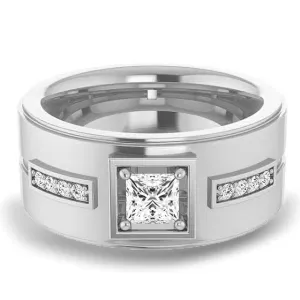 0.62 ctw Princess & Round Diamond Wide Men's Ring