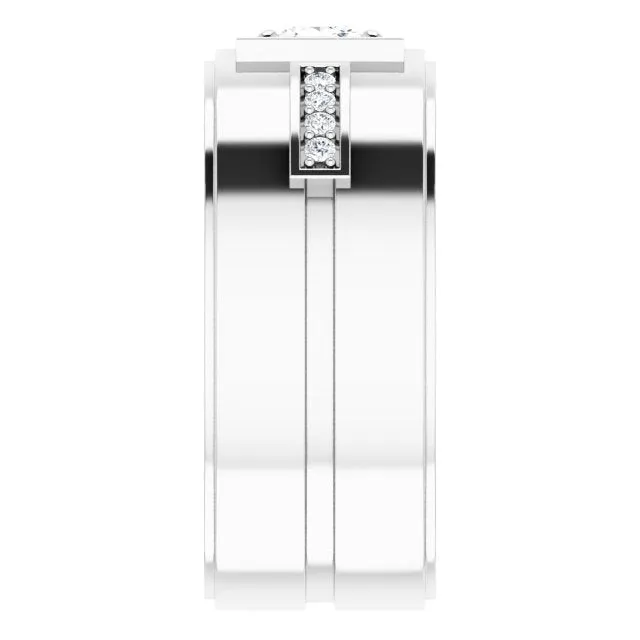 0.62 ctw Princess & Round Diamond Wide Men's Ring