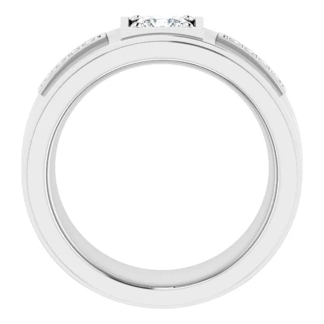 0.62 ctw Princess & Round Diamond Wide Men's Ring