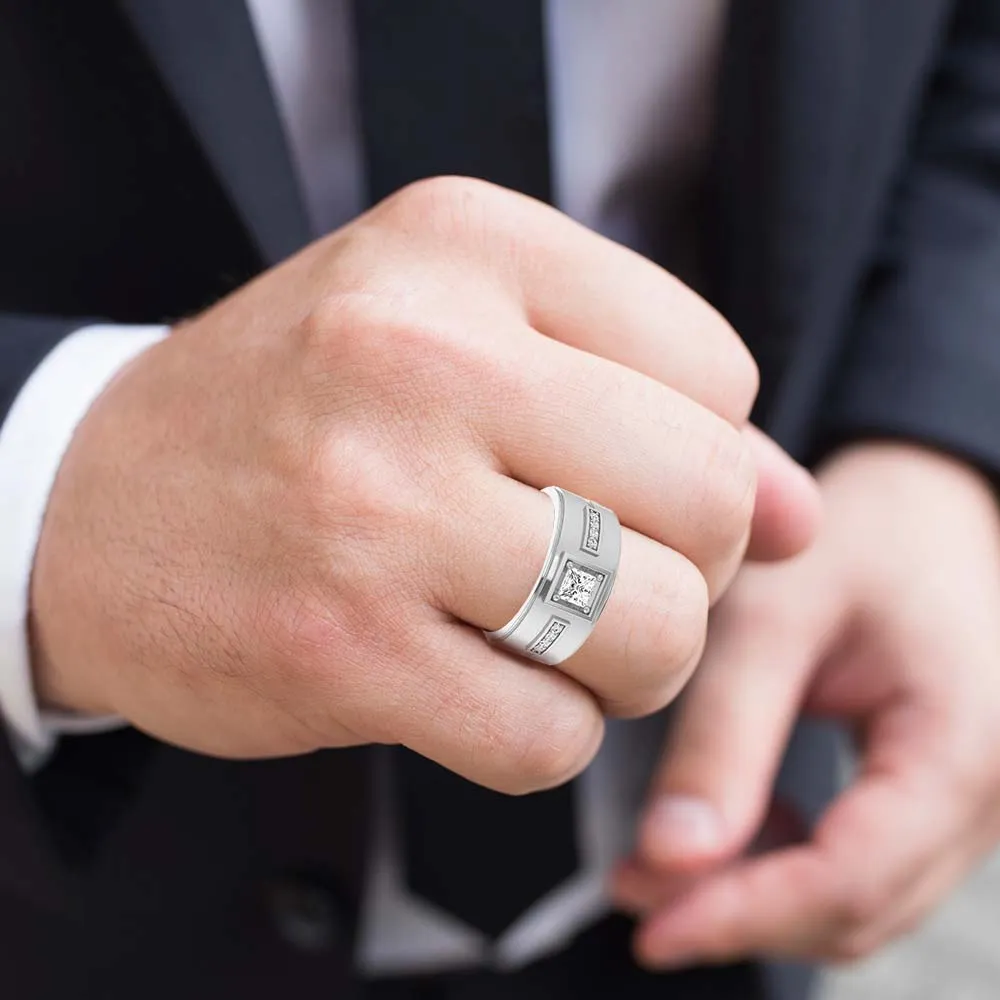 0.62 ctw Princess & Round Diamond Wide Men's Ring