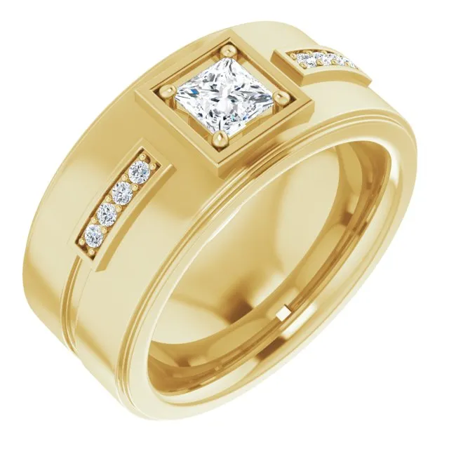 0.62 ctw Princess & Round Diamond Wide Men's Ring