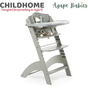 [1 yr local warranty] Childhome Lambda 3 Baby High Chair   Feeding Tray - Stone Grey