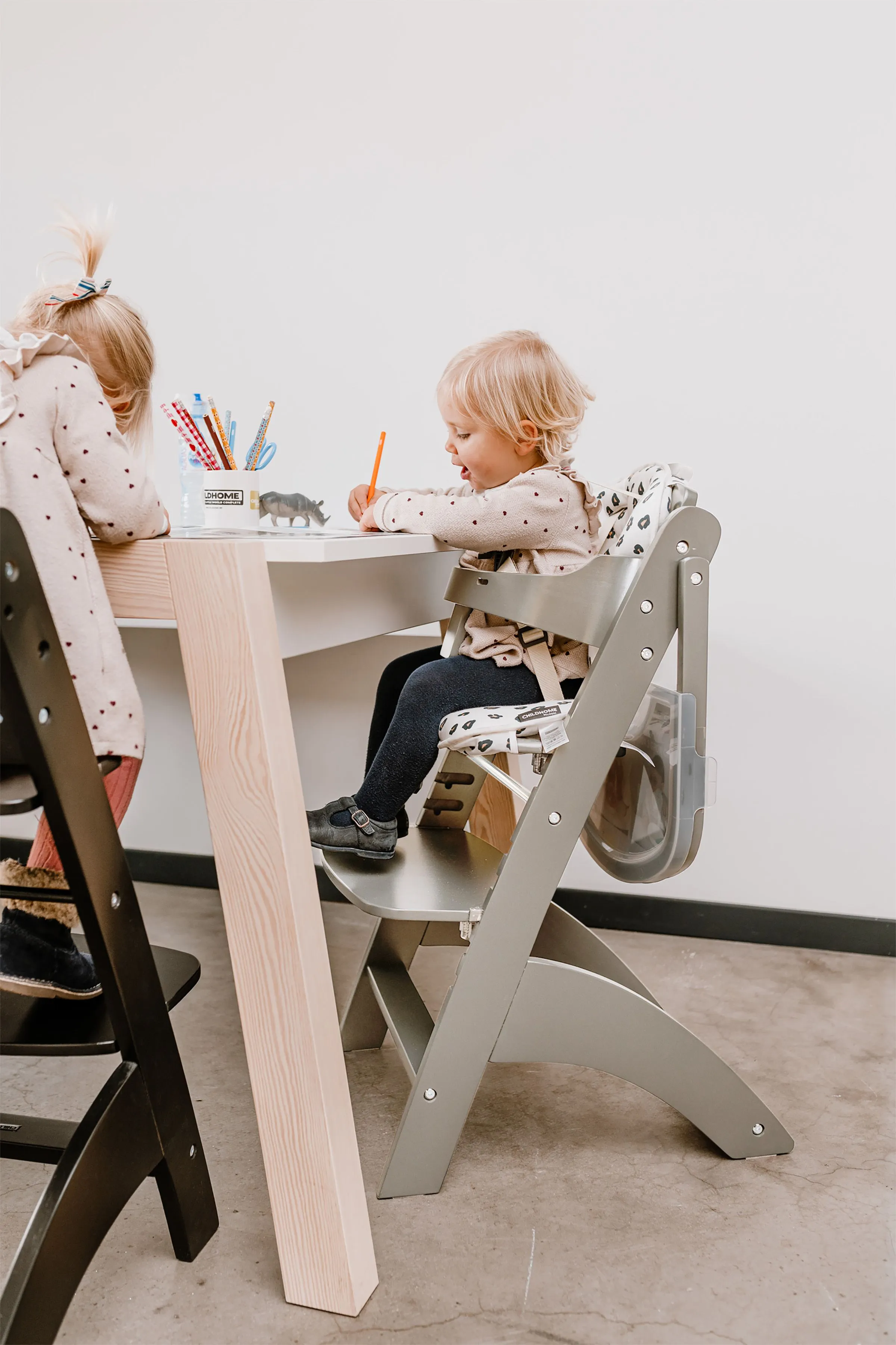 [1 yr local warranty] Childhome Lambda 3 Baby High Chair   Feeding Tray - Stone Grey