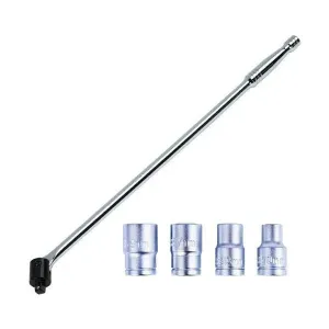 1/2" Dr Knuckle Flexi Breaker Bar 24" Long   4Pc Socket Set Chrome Vanadium