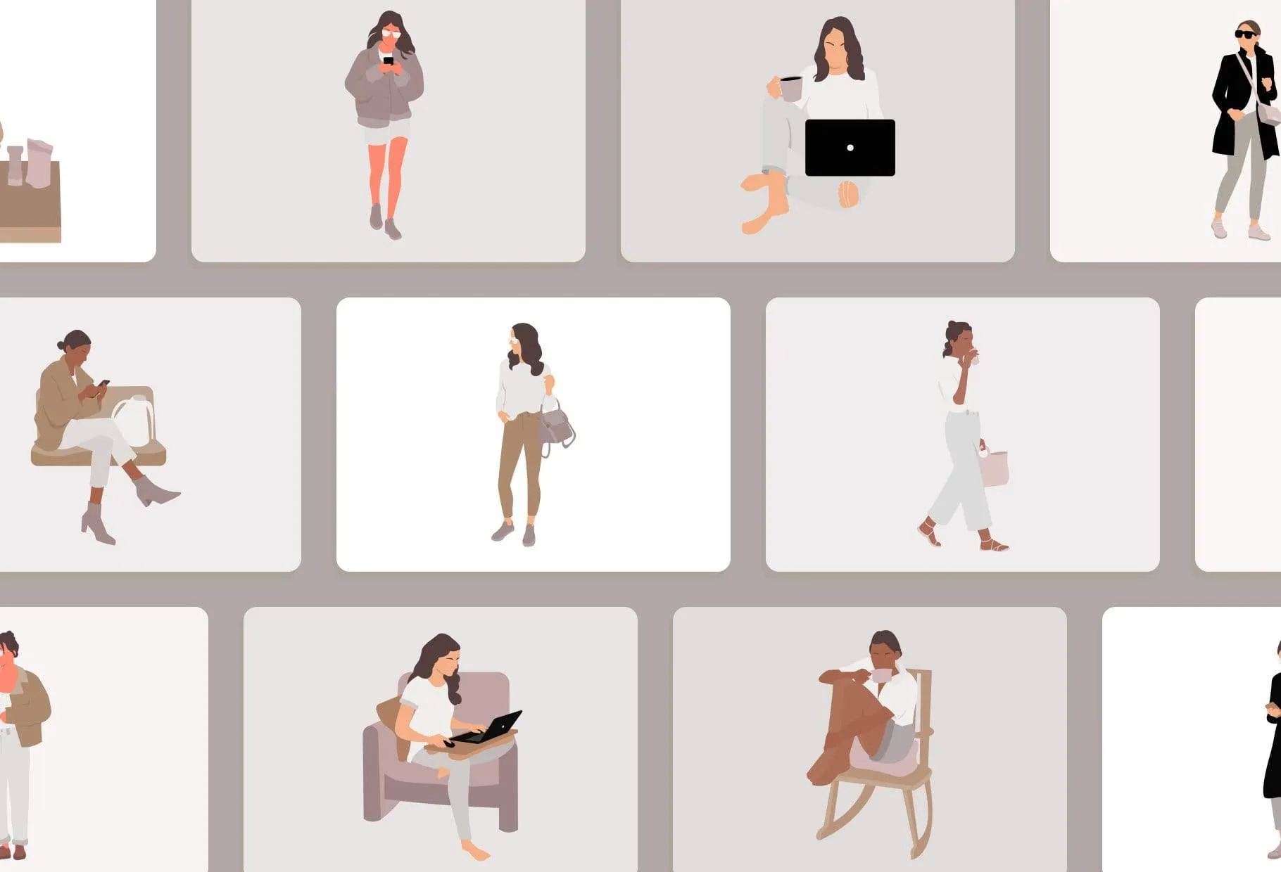 20 Unique Female Everyday Illustrations Fully Editable in Canva
