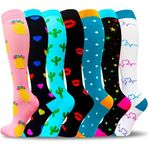 7-Pairs Cute Stylish Compression Socks （20-30mmHg）| Actinput