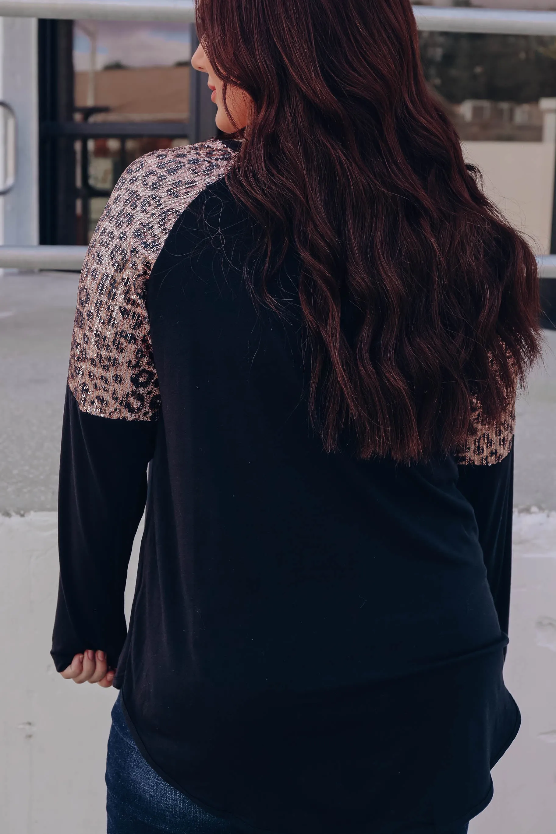 All That Shimmers Raglan Sleeve Top - Black