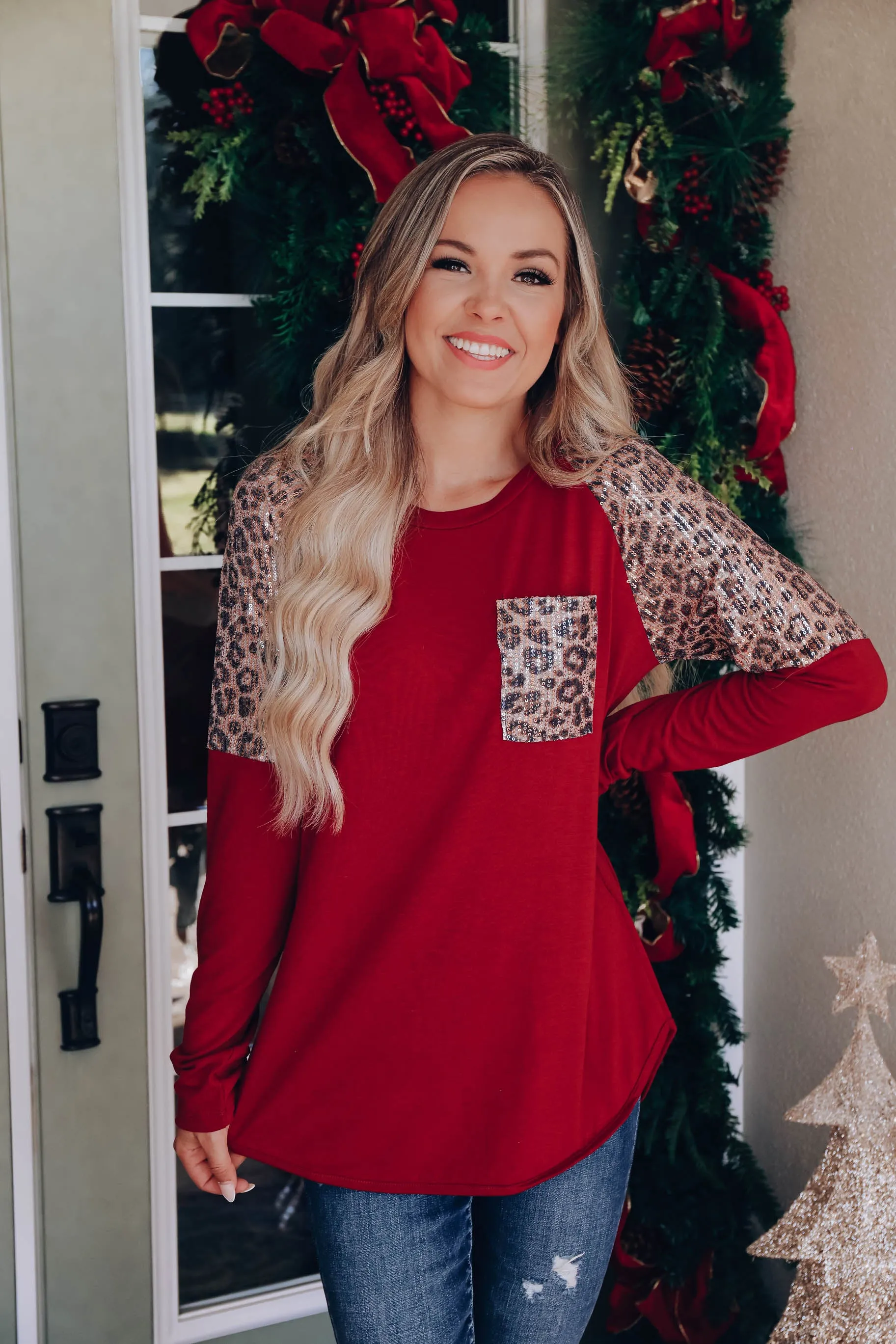 All That Shimmers Raglan Sleeve Top - Wine