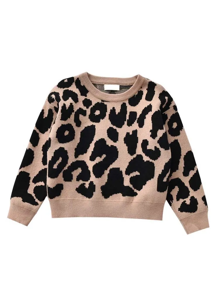 Animal Power Girls Beige & Black Animal Print Jumper - Cheetah