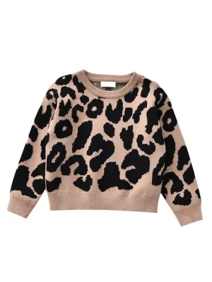 Animal Power Girls Beige & Black Animal Print Jumper - Cheetah