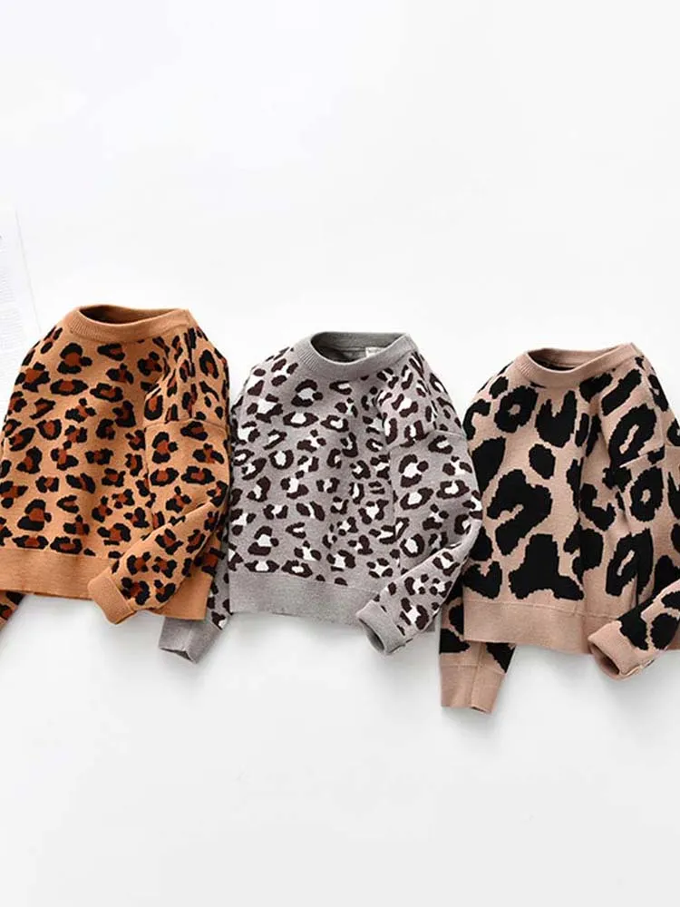 Animal Power Girls Beige & Black Animal Print Jumper - Cheetah