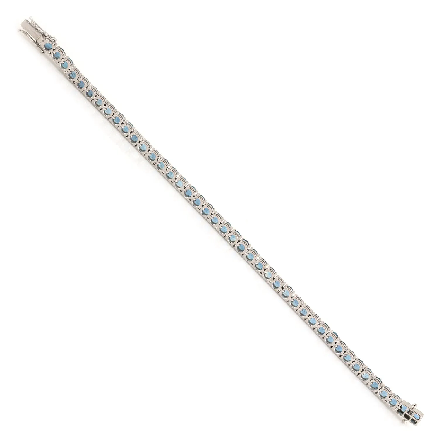 Aquamarine March Birthstone Tennis Fixed & Flexible Bracelet In 14K White Gold