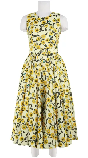 Aster Dress Crew Neck Sleeveless Midi Length Linen (Azalea Flower Small)