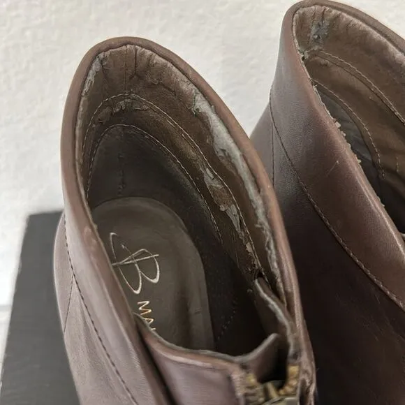 B Makowsky Dark Brown Leather Booties Size 5.5