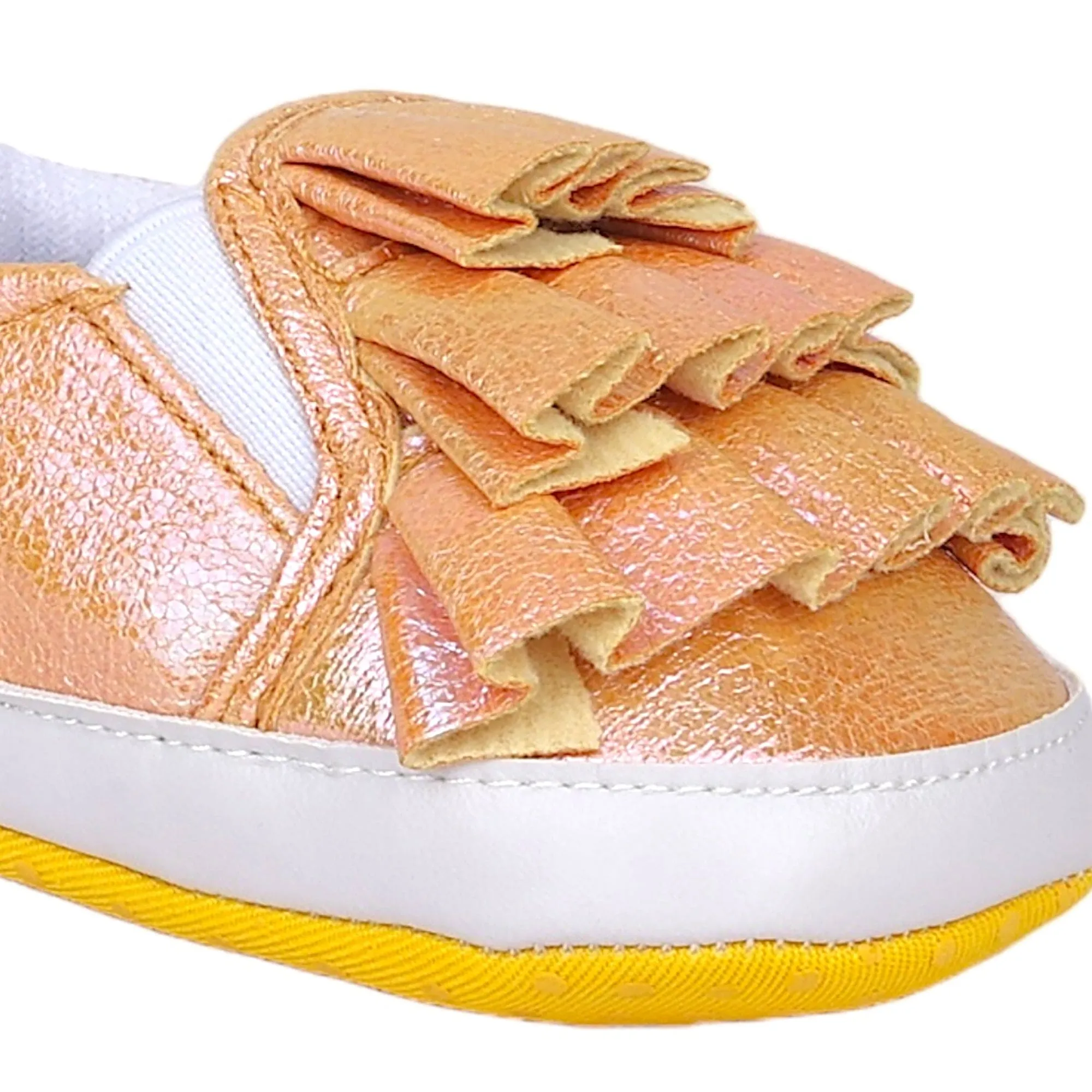 Baby Moo Frill Partywear Anti-Skid Slip-On Booties - Gold