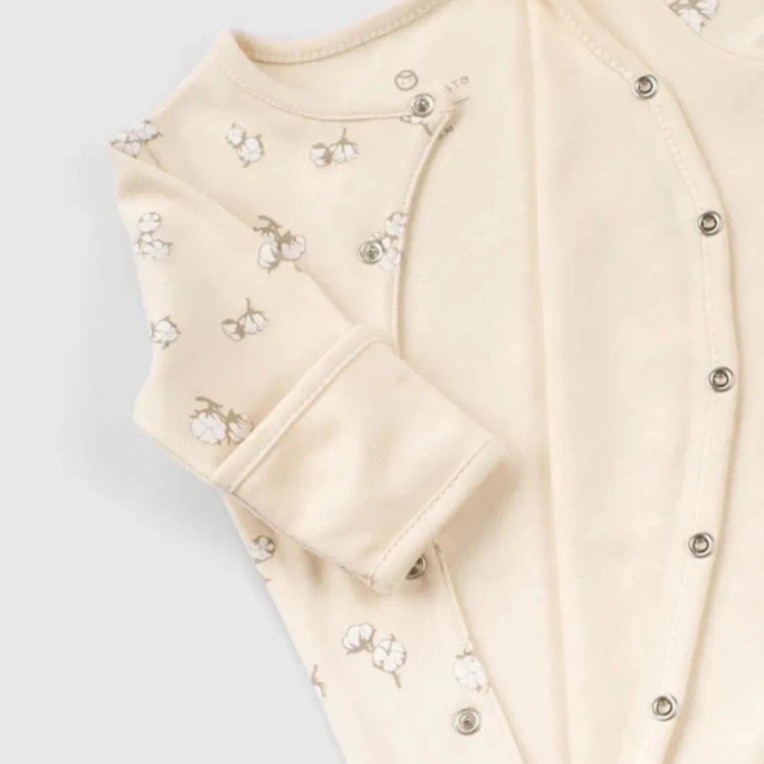 Basic Organic Cotton Footed Babygrow Beige
