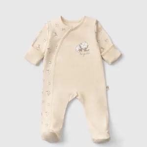 Basic Organic Cotton Footed Babygrow Beige
