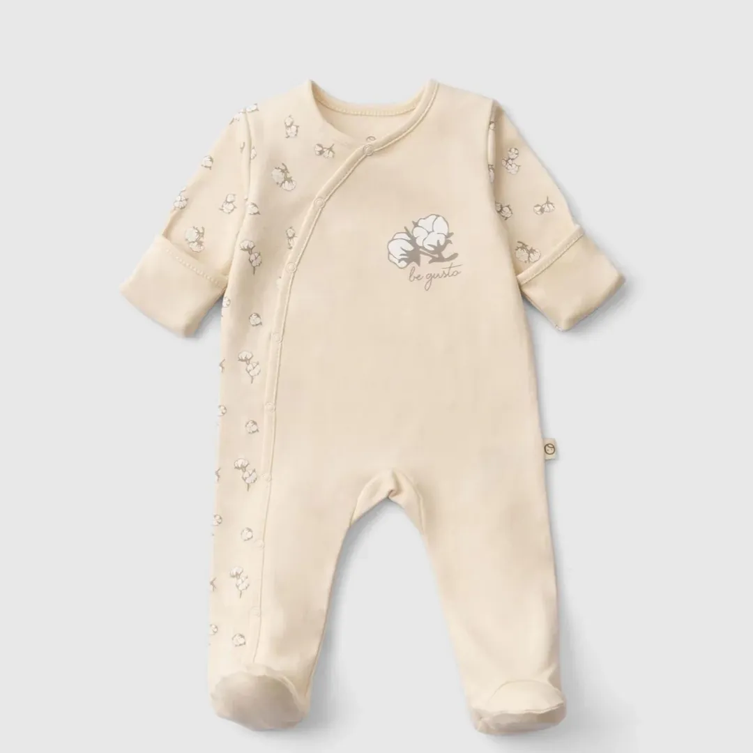 Basic Organic Cotton Footed Babygrow Beige
