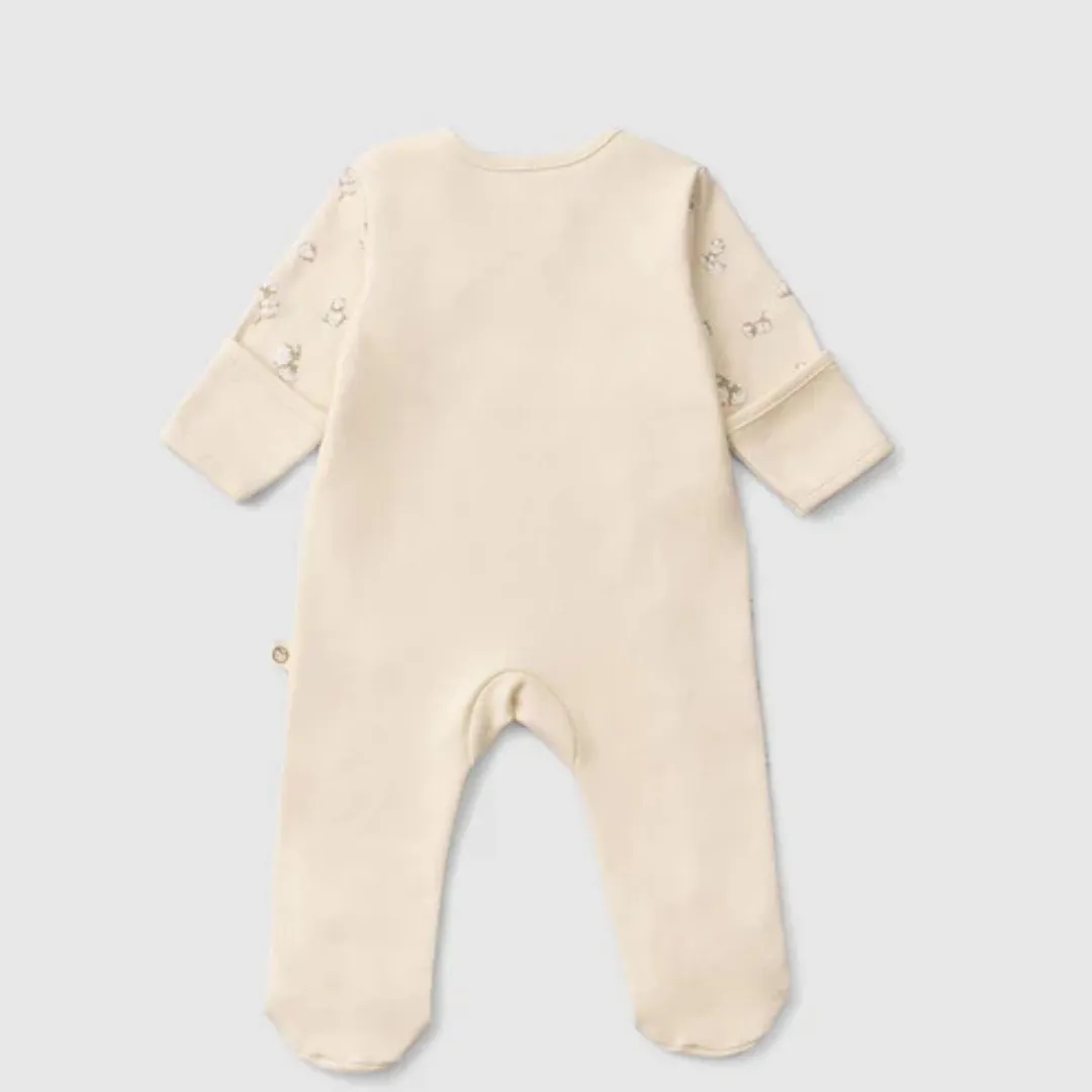 Basic Organic Cotton Footed Babygrow Beige