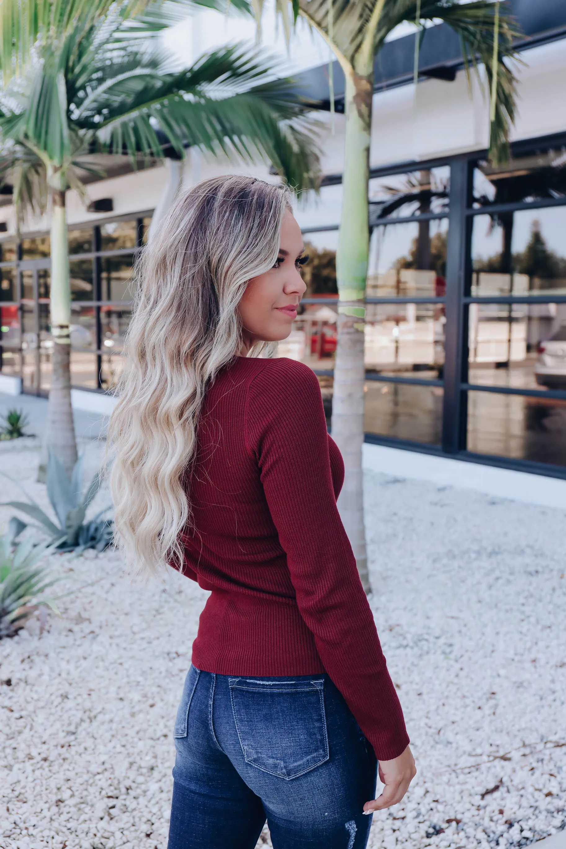 Beatrice Bodycon Button Up Cardigan - Merlot