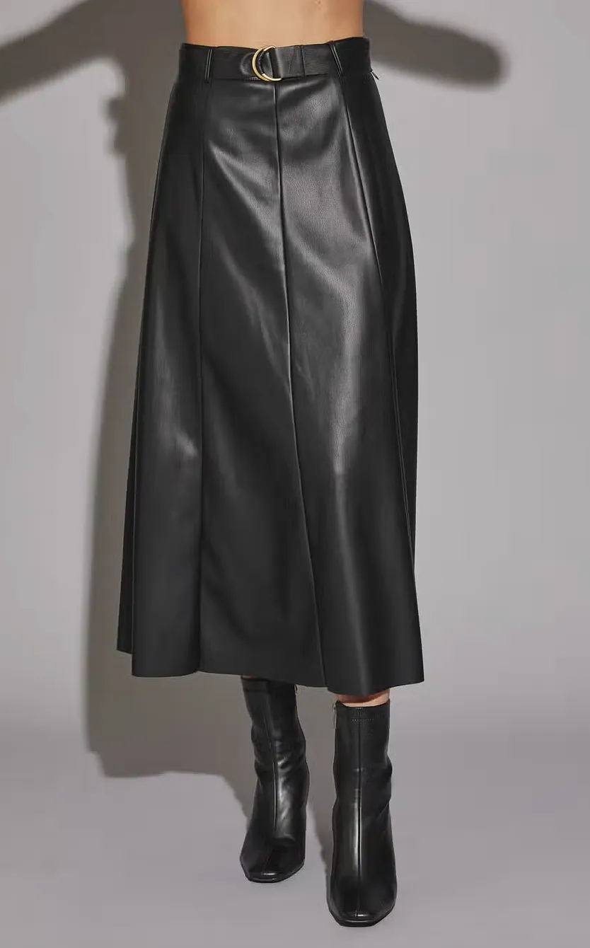 Belted Fare Cut Edge Skirt