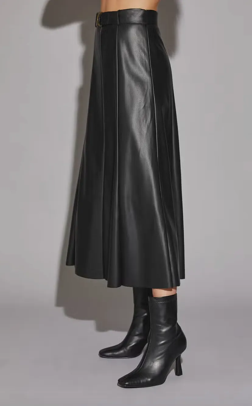 Belted Fare Cut Edge Skirt