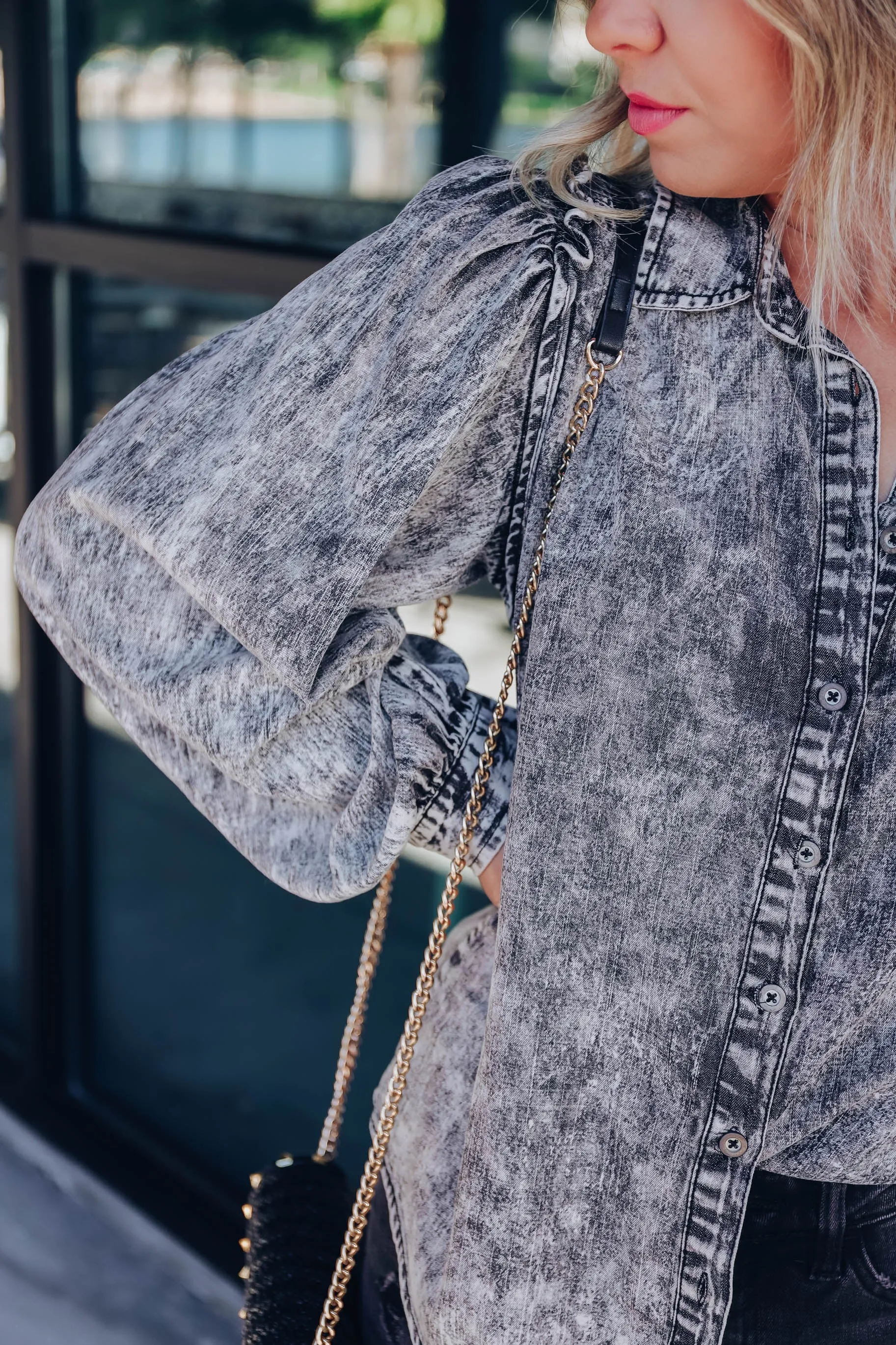Bertie Vintage Wash Denim Shirt - Black