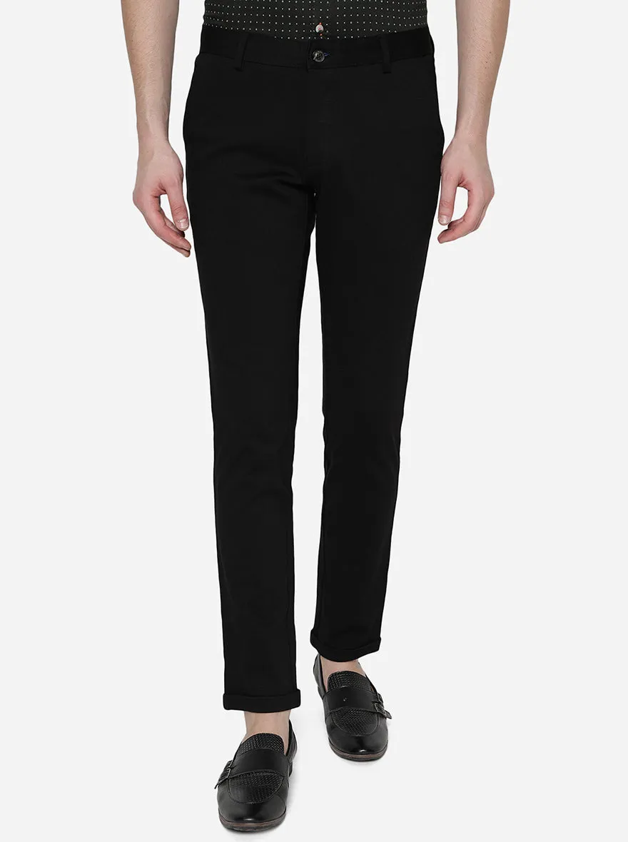 Black Solid Slim Fit Club Wear Trouser | JB Studio