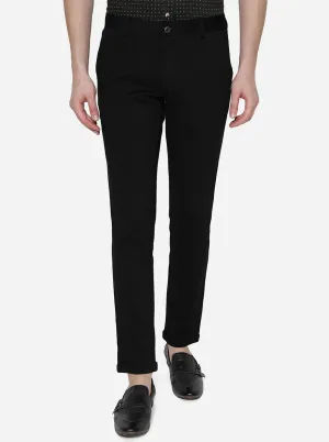 Black Solid Slim Fit Club Wear Trouser | JB Studio