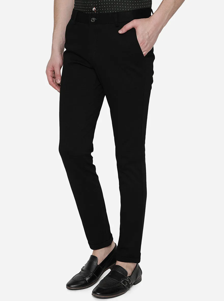 Black Solid Slim Fit Club Wear Trouser | JB Studio