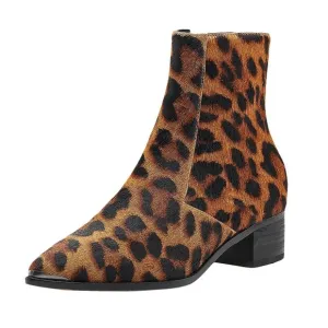 ✨Botkier✨Womens Greer Calf Hair Leopard Print Booties Brown Sz 5.5 ✨Retail $208✨