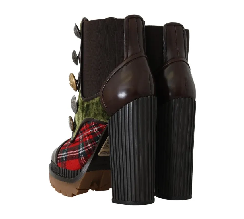 Brown Leather Ankle Heels Boots