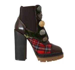 Brown Leather Ankle Heels Boots
