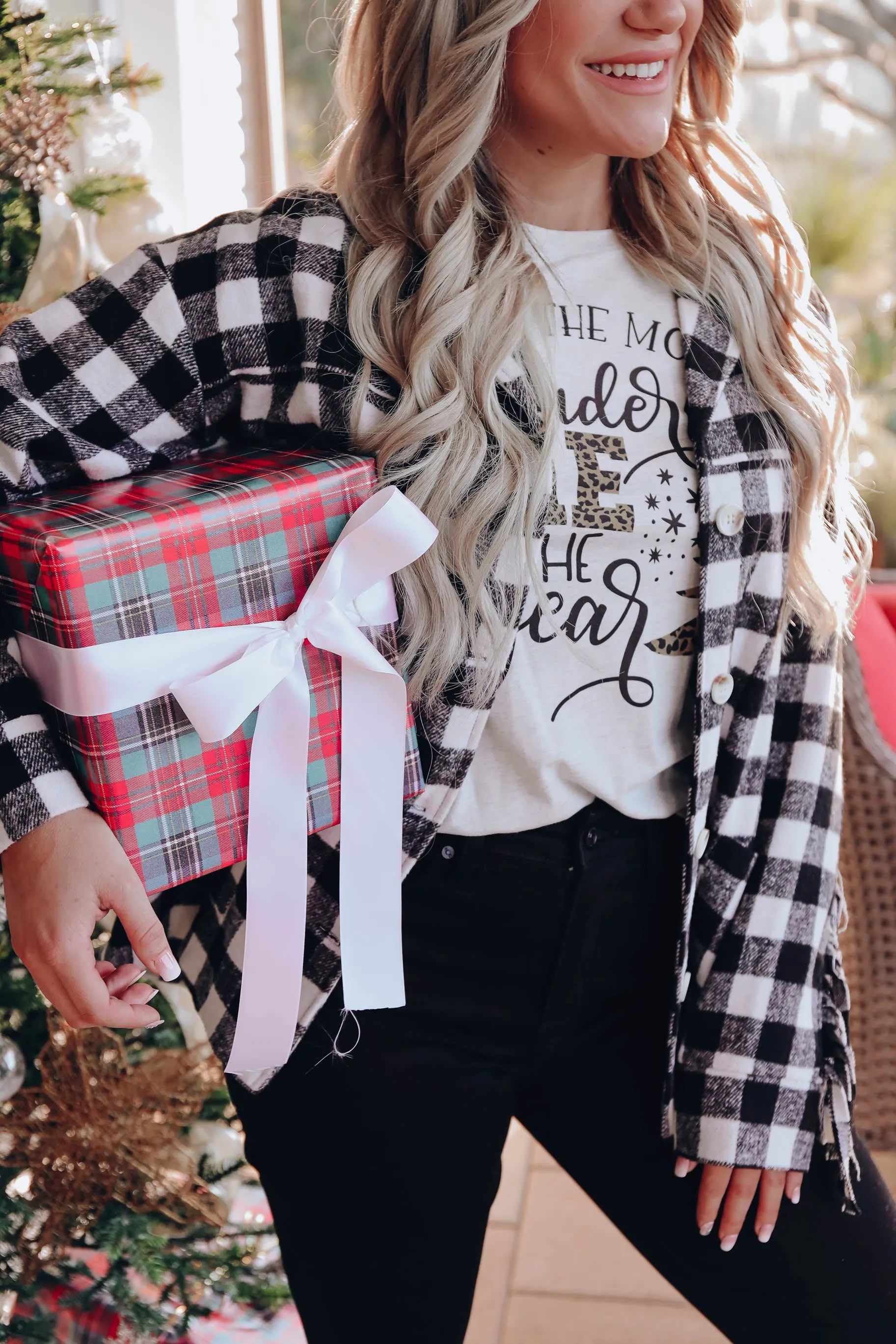 Bruno Plaid Fringe Jacket- Black