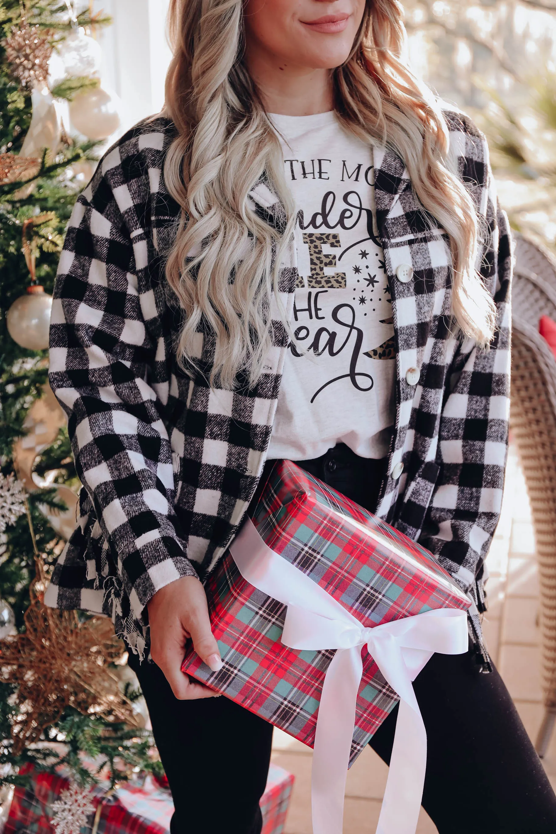 Bruno Plaid Fringe Jacket- Black