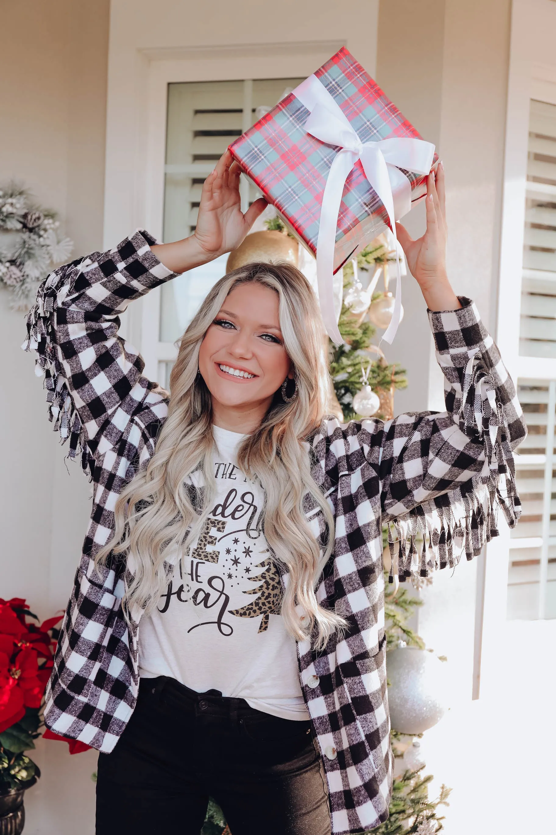Bruno Plaid Fringe Jacket- Black