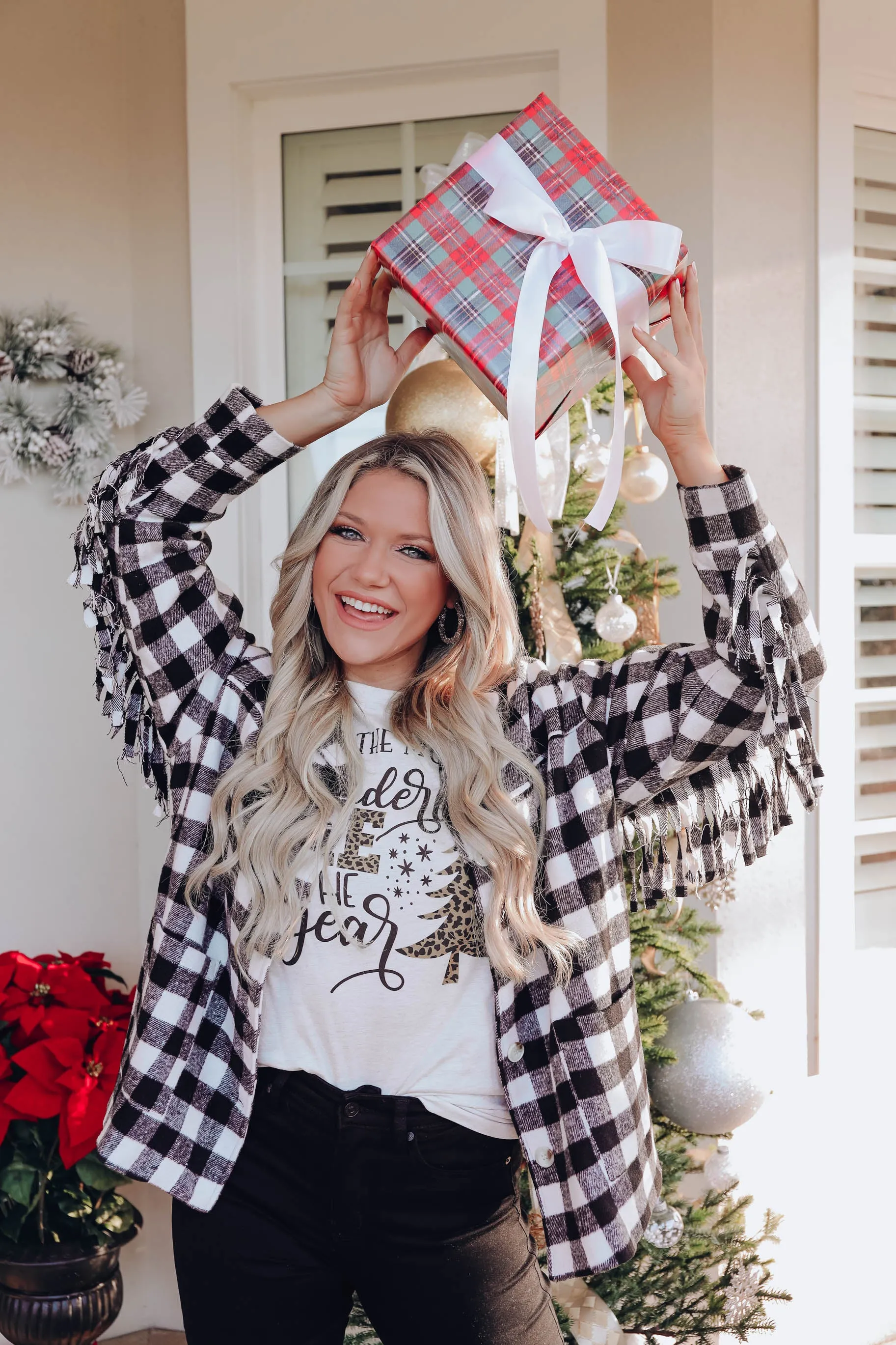 Bruno Plaid Fringe Jacket- Black