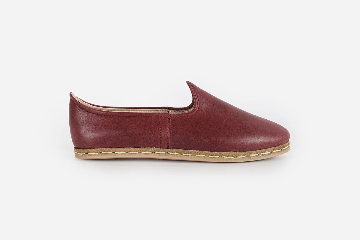 Burgundy Handmade Leather Loafers (Men's)