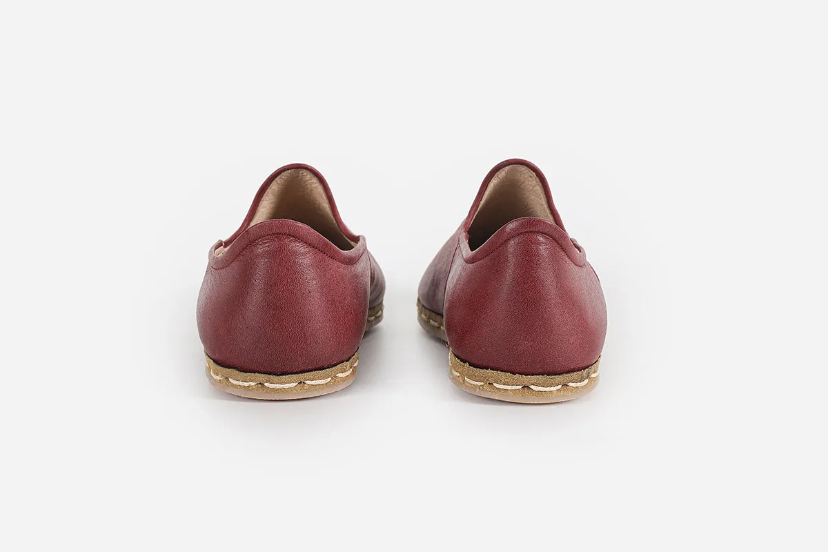 Burgundy Handmade Leather Loafers (Men's)