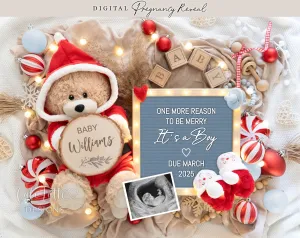 Christmas Baby Boy Gender Reveal Digital - Reason to be Merry