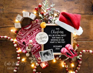 Christmas Digital Baby Announcement - Christmas PJ Lighted Board
