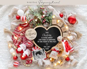 Christmas Digital Baby Announcement - Christmas PJ Little Bear