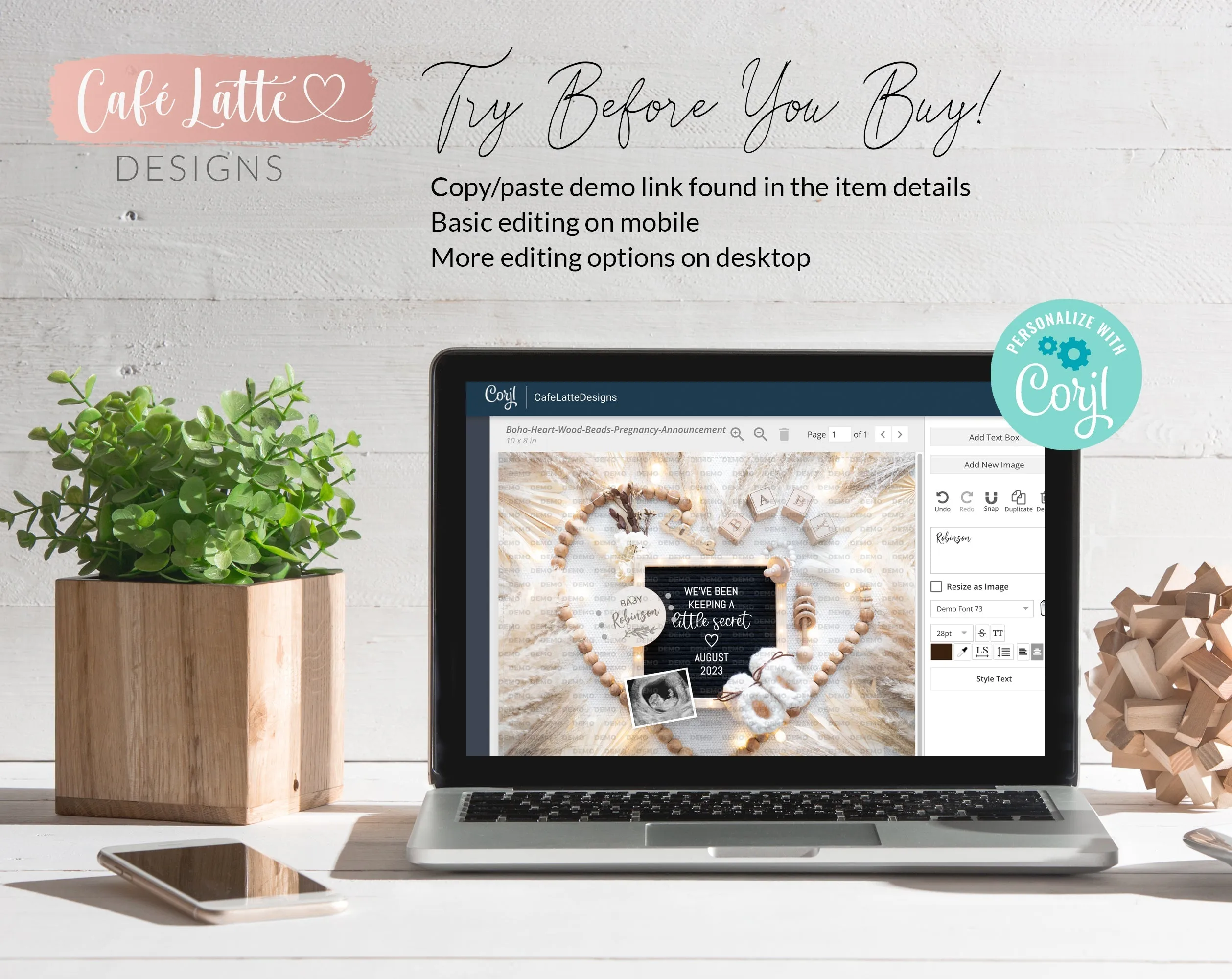 Christmas Digital Baby Announcement - White Hat