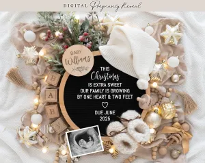Christmas Digital Baby Announcement - White Hat