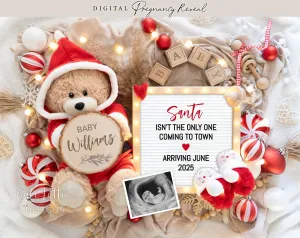 Christmas Pregnancy Announcement Digital - Santa White Letter Board