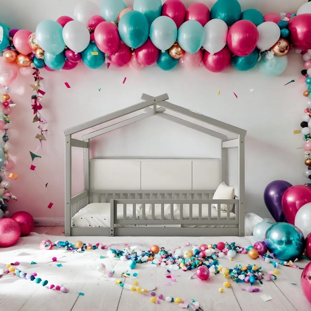 Classic and Stylish Design Full Size Daybed House Bed Kids Grey