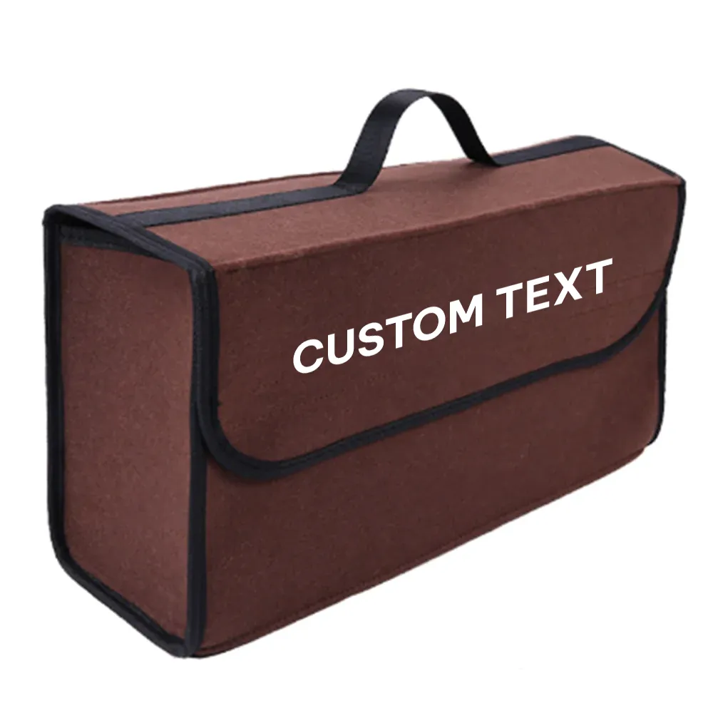 Custom Text For Soft Felt Car Bag Organizer, Compatible with All Cars, Folding Car Storage Box Non Slip Fireproof Car Trunk Organizer RA12990