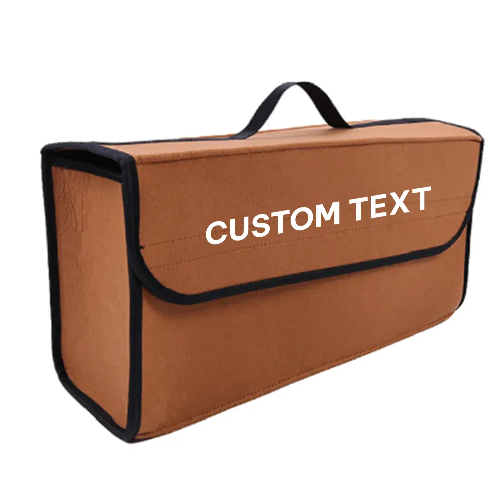 Custom Text For Soft Felt Car Bag Organizer, Compatible with All Cars, Folding Car Storage Box Non Slip Fireproof Car Trunk Organizer RA12990