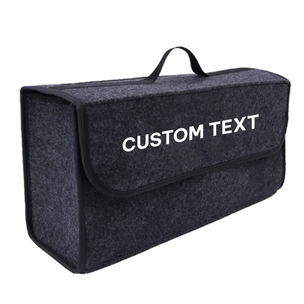 Custom Text For Soft Felt Car Bag Organizer, Compatible with All Cars, Folding Car Storage Box Non Slip Fireproof Car Trunk Organizer RA12990