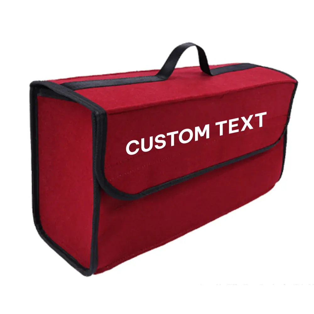Custom Text For Soft Felt Car Bag Organizer, Compatible with All Cars, Folding Car Storage Box Non Slip Fireproof Car Trunk Organizer RA12990